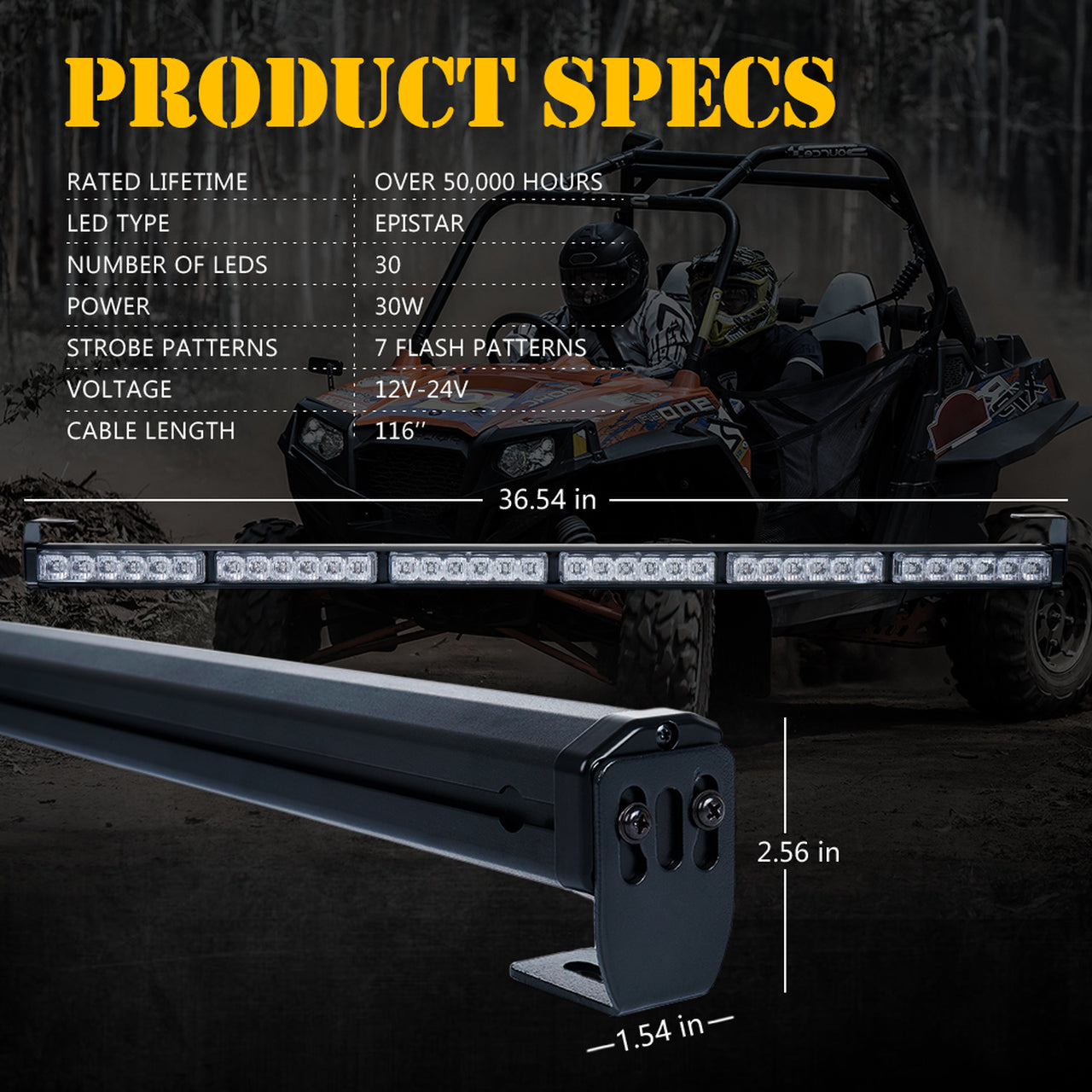 UTV 36" - RYGYGR - RZ Series G2 LED Rear Chase LED Strobe Light bar