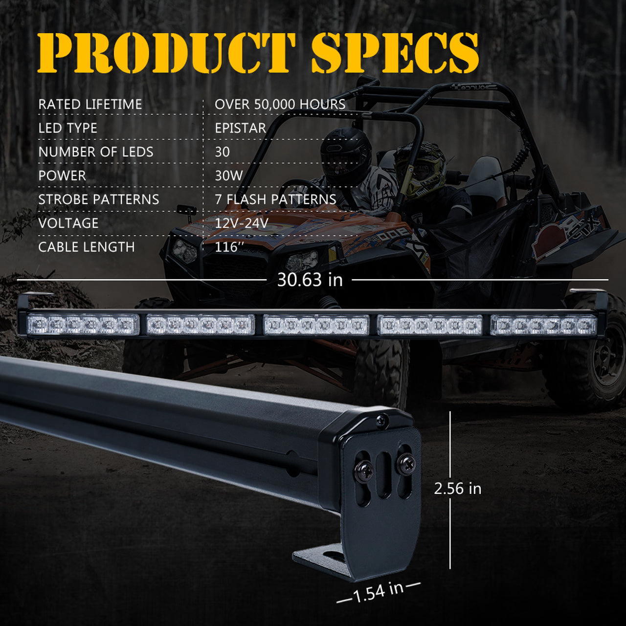 UTV 30" - RYWGR - RZ Series G4 LED Rear Chase LED Strobe Light bar