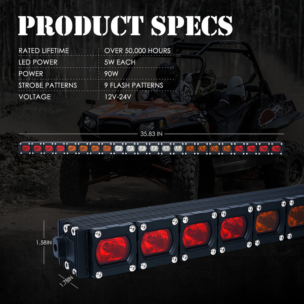 UTV 36" - RYWWYR - RX Series G7 LED Rear Chase COB Strobe Light Bar